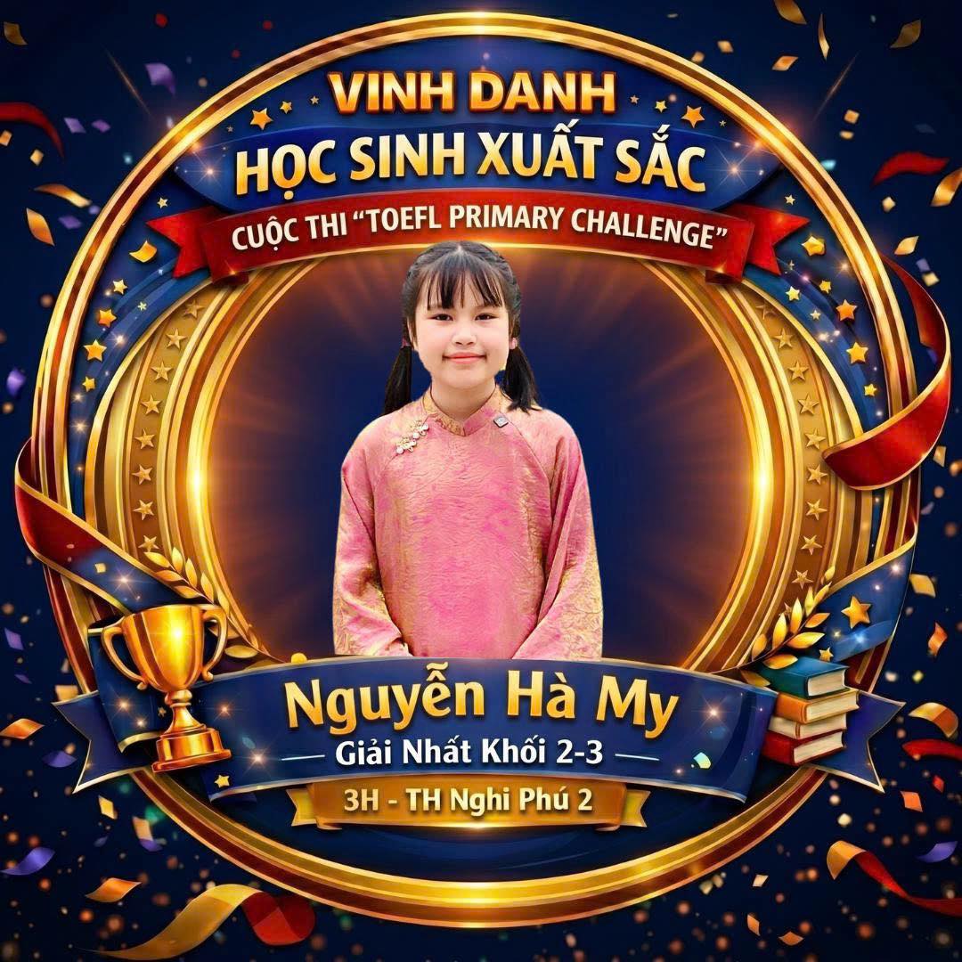 🎉 Chúc mừng các em đạt thành tích cao trong kỳ thi TOEFL PRIMARY CHALLLENGE CẤP TỈNH NĂM HỌC 2025 - 2026 🎉