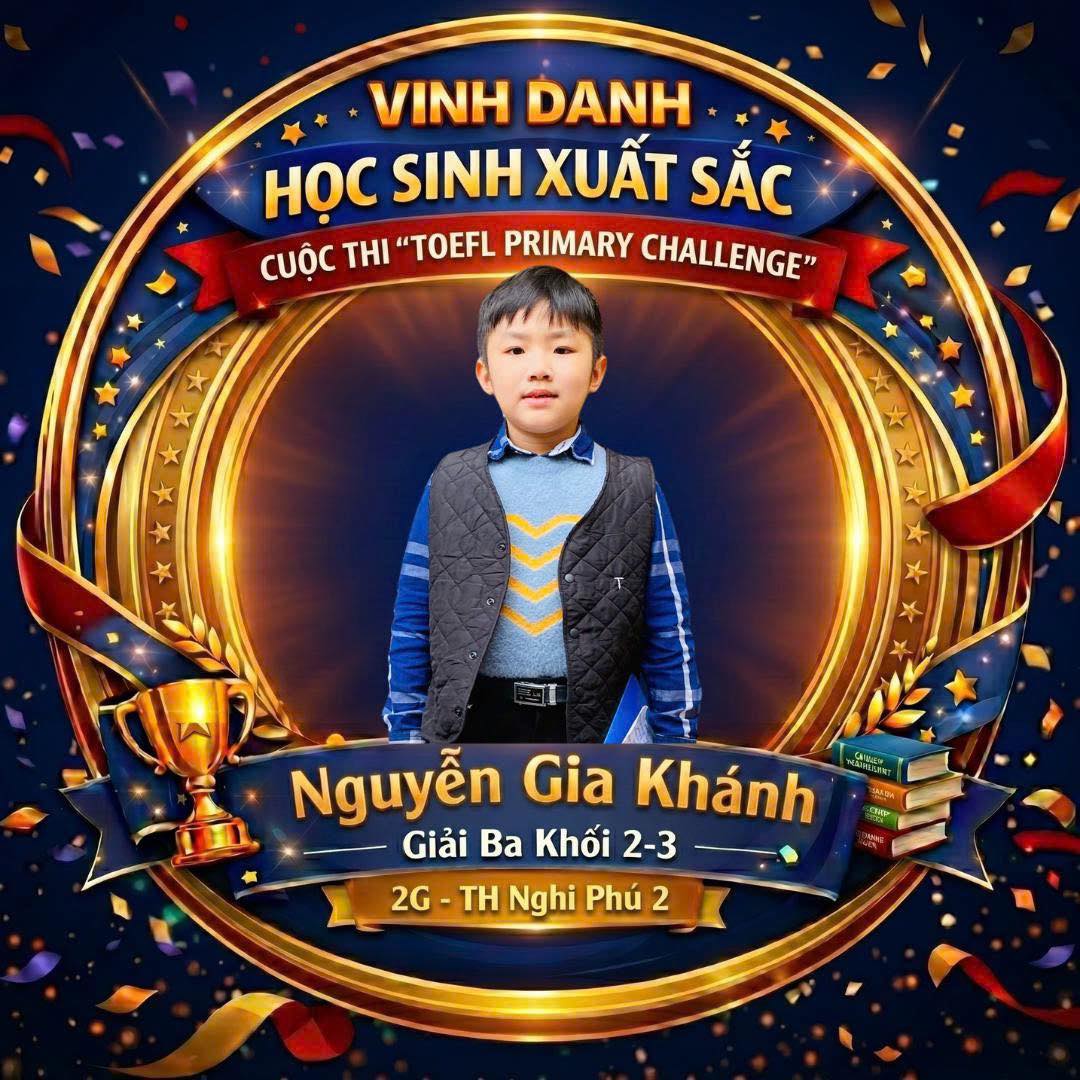 🎉 Chúc mừng các em đạt thành tích cao trong kỳ thi TOEFL PRIMARY CHALLLENGE CẤP TỈNH NĂM HỌC 2025 - 2026 🎉