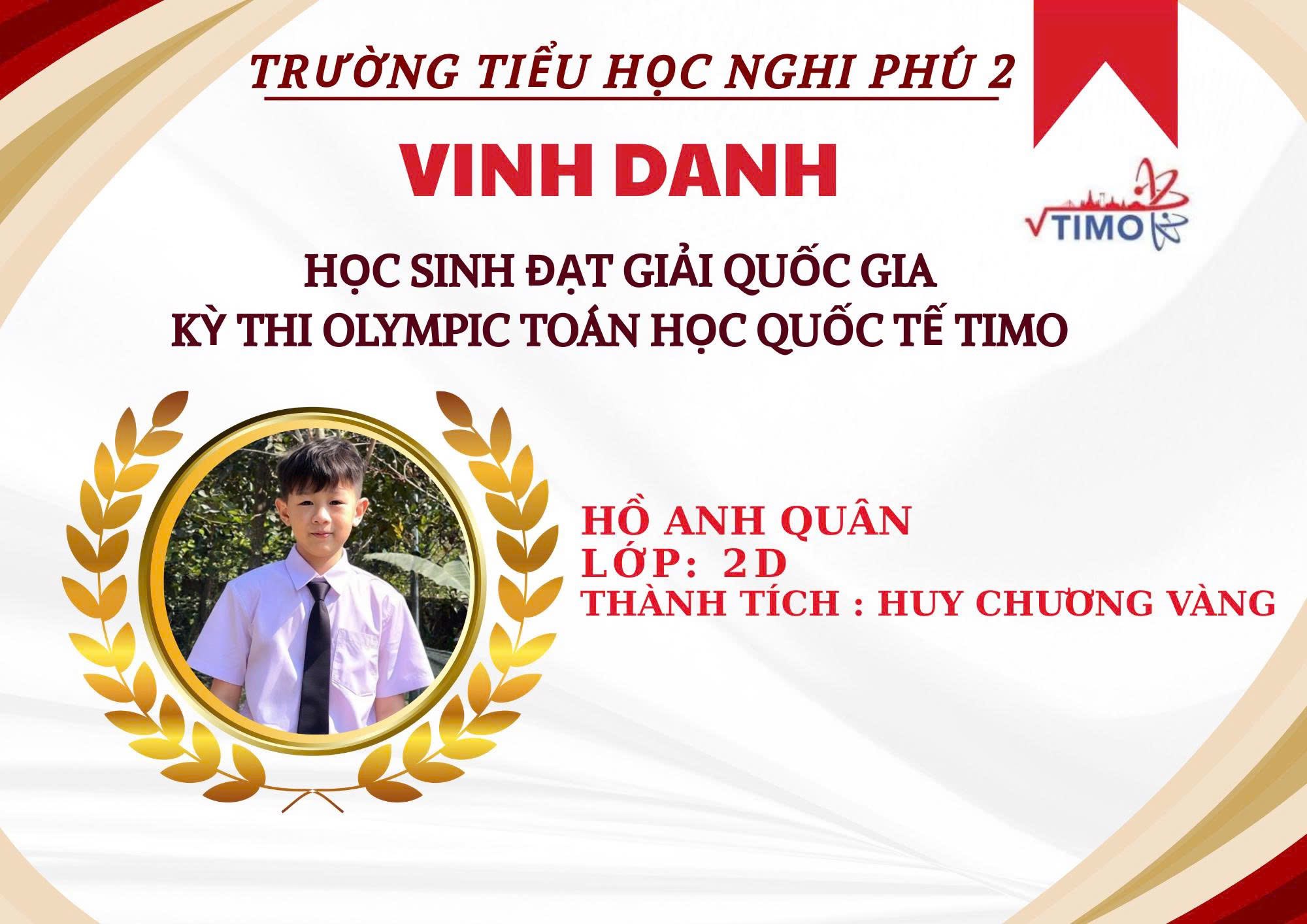 🌟NIỀM TỰ HÀO TRÍ TUỆ – NGHI PHÚ 2 TỎA SÁNG🌟 🌺Tháng 12, tháng ghi dấu những thành quả ngọt ngào sau hành trình nỗ lực bền bỉ, Trường Tiểu học Nghi Phú 2 hân hoan đón nhận những thành tích xuất sắc của các em học sinh tại cuộc thi Toán Quốc tế.