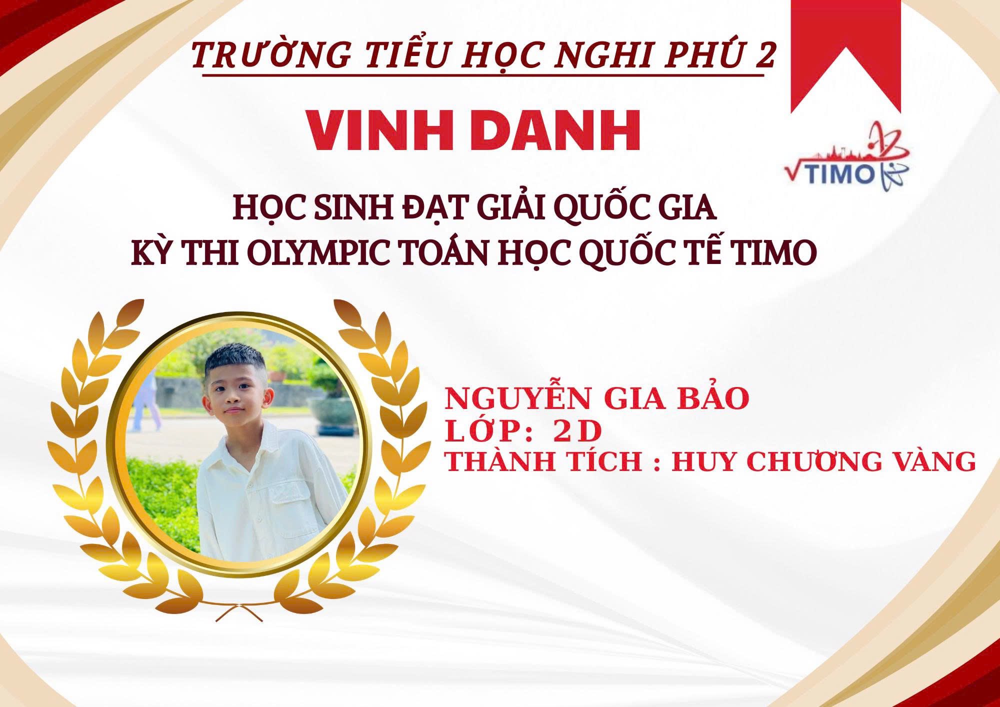 🌟NIỀM TỰ HÀO TRÍ TUỆ – NGHI PHÚ 2 TỎA SÁNG🌟 🌺Tháng 12, tháng ghi dấu những thành quả ngọt ngào sau hành trình nỗ lực bền bỉ, Trường Tiểu học Nghi Phú 2 hân hoan đón nhận những thành tích xuất sắc của các em học sinh tại cuộc thi Toán Quốc tế.