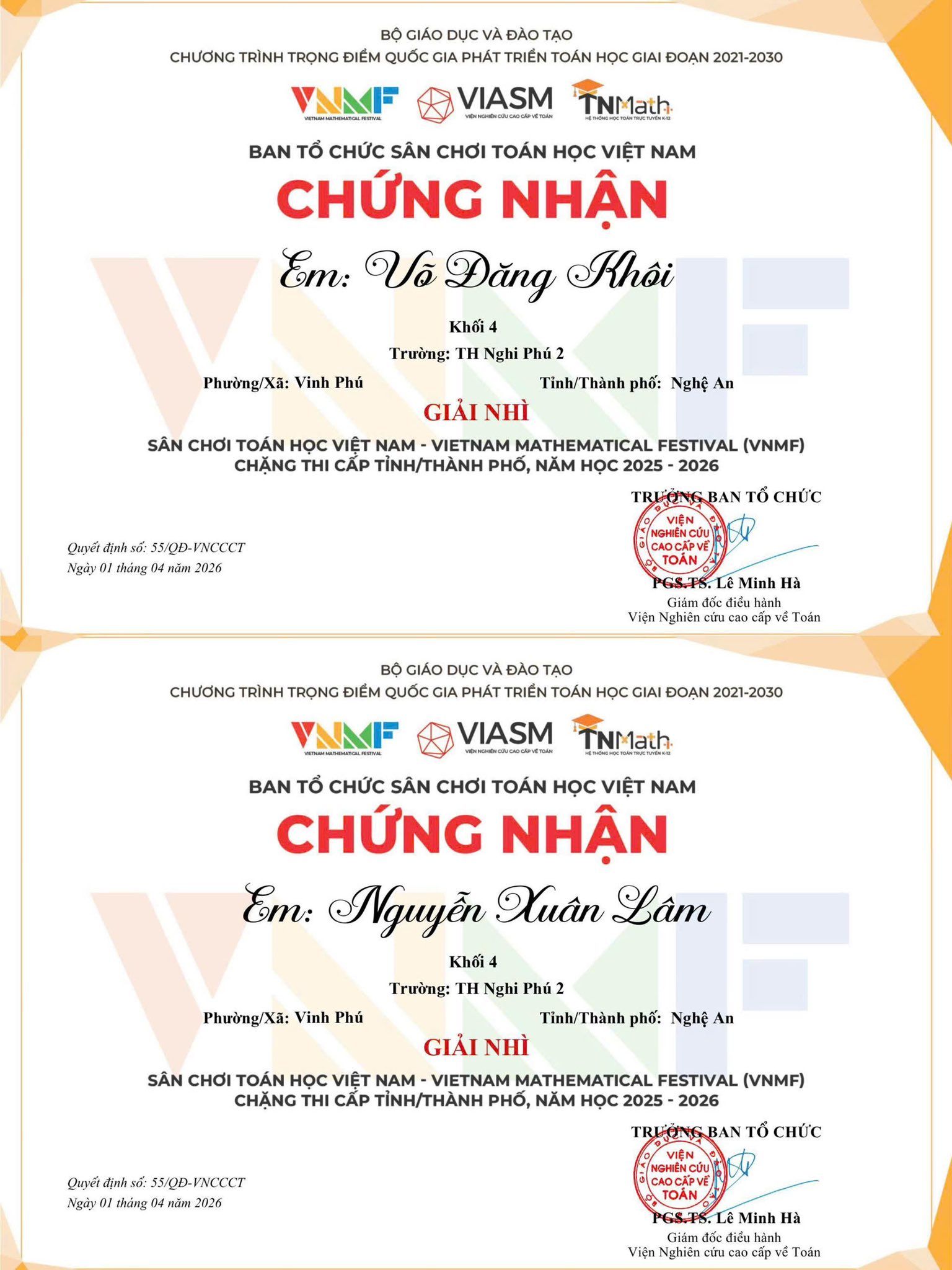 🏆 BẢNG VÀNG VINH DANH: 