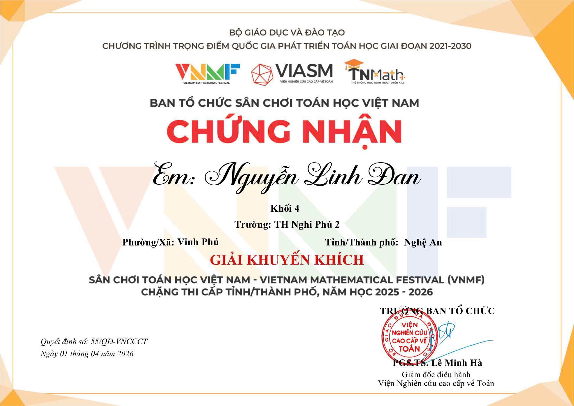 🏆 BẢNG VÀNG VINH DANH: 