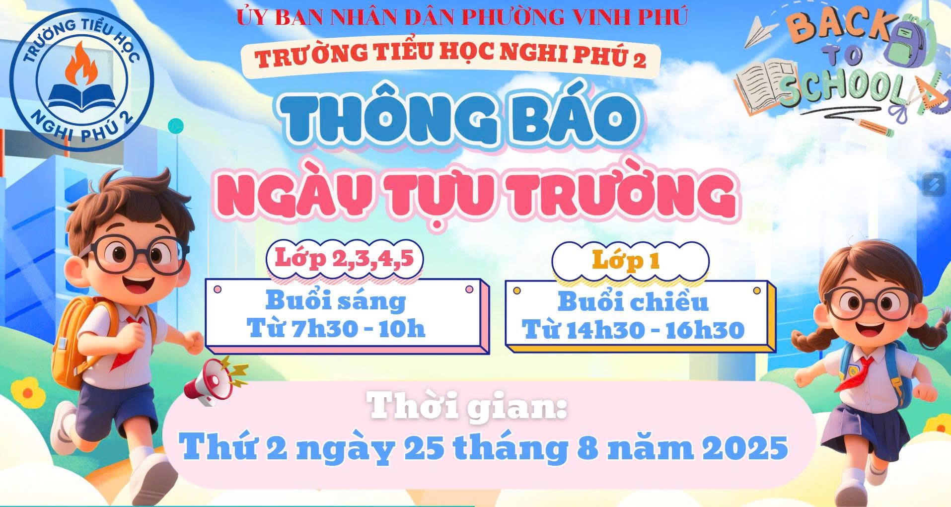 THÔNG BÁO NGÀY TỰU TRƯỜNG