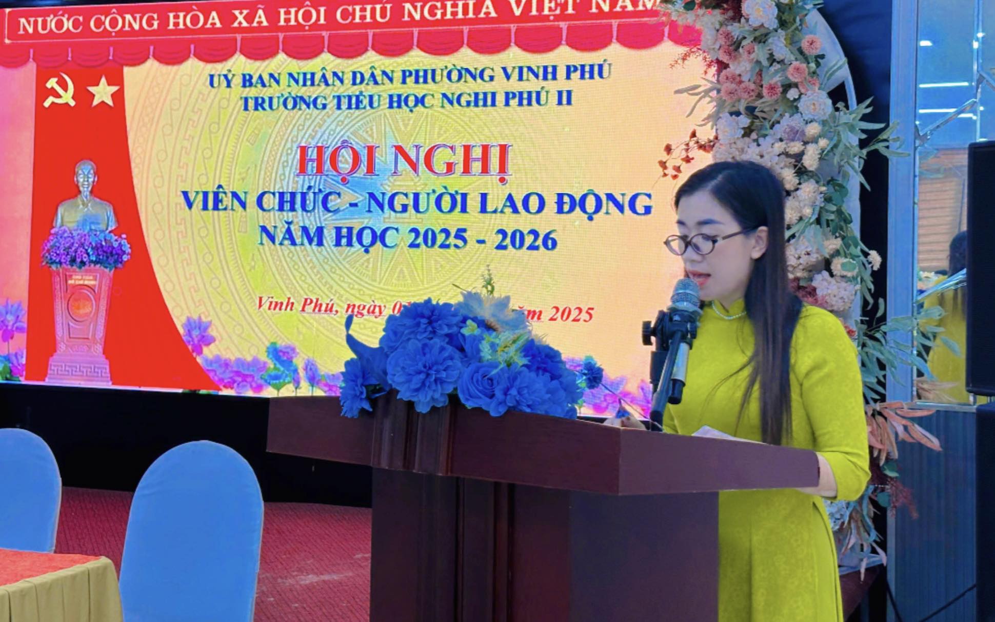 TRƯỜNG TIỂU HỌC NGHI PHÚ 2 TỔ CHỨC THÀNH CÔNG HỘI NGHỊ VIÊN CHỨC, NGƯỜI LAO ĐỘNG NĂM HỌC 2025 - 2026