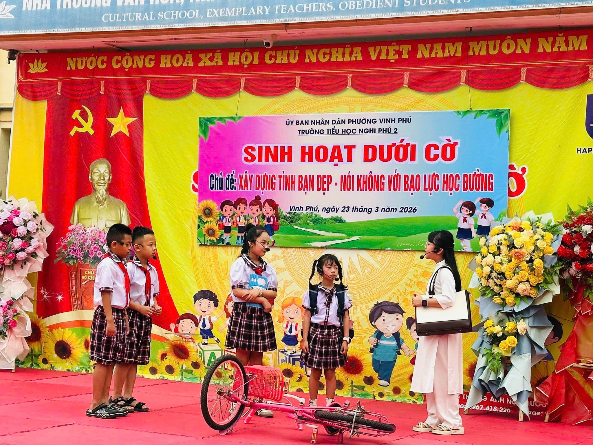 🌺SINH HOẠT DƯỚI CỜ – CHỦ ĐỀ “XÂY DỰNG TÌNH BẠN ĐẸP – NÓI KHÔNG VỚI BẠO LỰC HỌC ĐƯỜNG”🌺